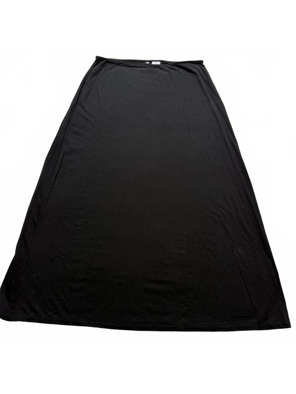 J. CREW Sz XS Black Pullon Midi Slip Skirt Rayon/Spandex Quiet Luxury Whimsigoth